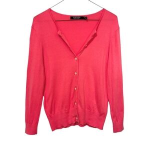 Lauren Ralph Lauren Coral Pink Cardigan Size Medium